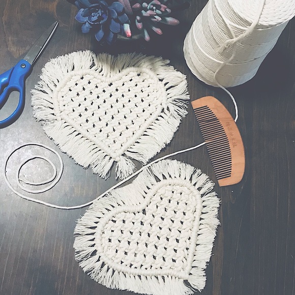 NEW: [4pc Set] Macrame Knotted w/♥️🌻BOHO Stylish Custom Made Woven Coasters Set - Picture 9 of 17